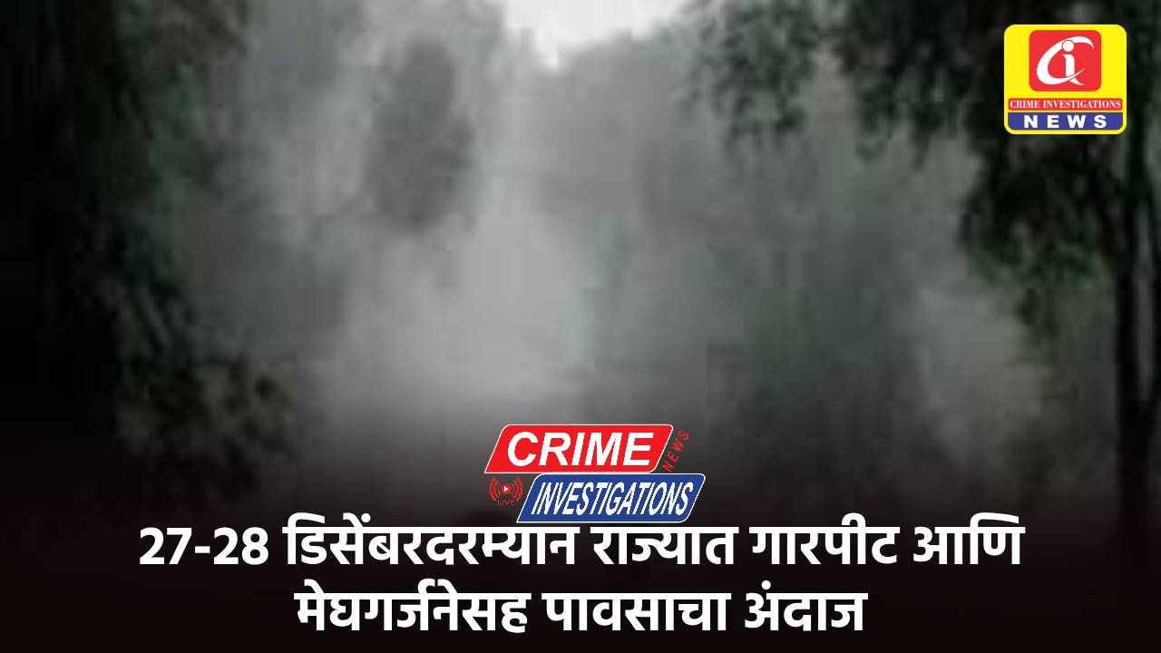 27-28 डिसेंबरदरम्यान राज्यात गारपीट आणि मेघगर्जनेसह पावसाचा अंदाज