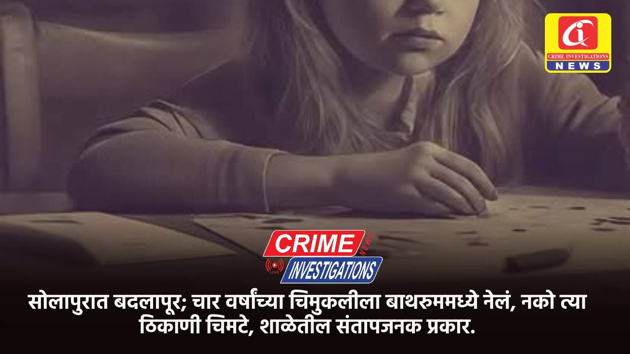 सोलापुरात बदलापूर; चार वर्षांच्या चिमुकलीला बाथरुममध्ये नेलं, नको त्या ठिकाणी चिमटे, शाळेतील संतापजनक प्रकार.