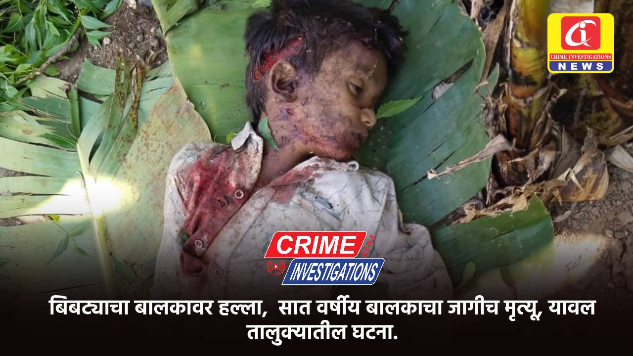बिबट्याचा बालकावर हल्ला, सात वर्षीय बालकाचा जागीच मृत्यू, यावल तालुक्यातील घटना.