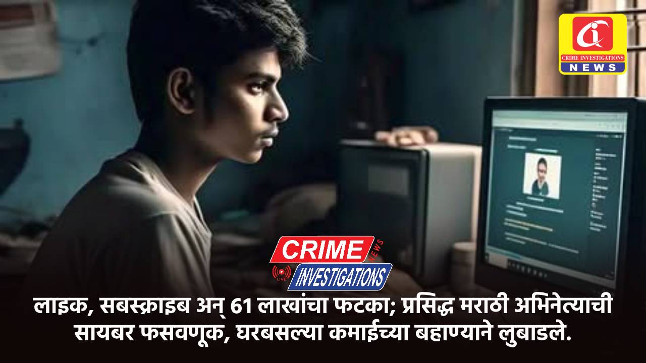 लाइक, सबस्क्राइब अन् ६१ लाखांचा फटका; प्रसिद्ध मराठी अभिनेत्याची सायबर फसवणूक, घरबसल्या कमाईच्या बहाण्याने लुबाडले.