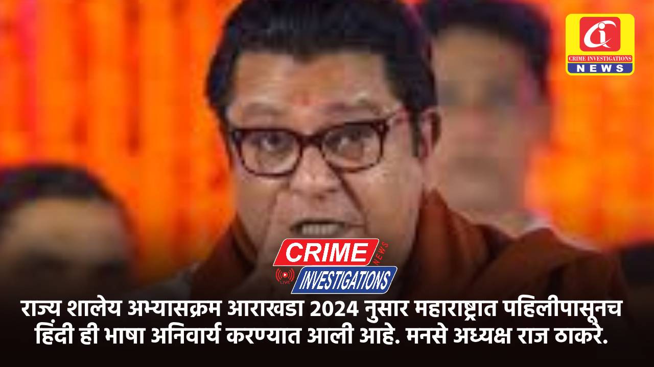 राज्य शालेय अभ्यासक्रम आराखडा २०२४ नुसार महाराष्ट्रात पहिलीपासूनच हिंदी ही भाषा अनिवार्य करण्यात आली आहे. मनसे अध्यक्ष राज ठाकरे.