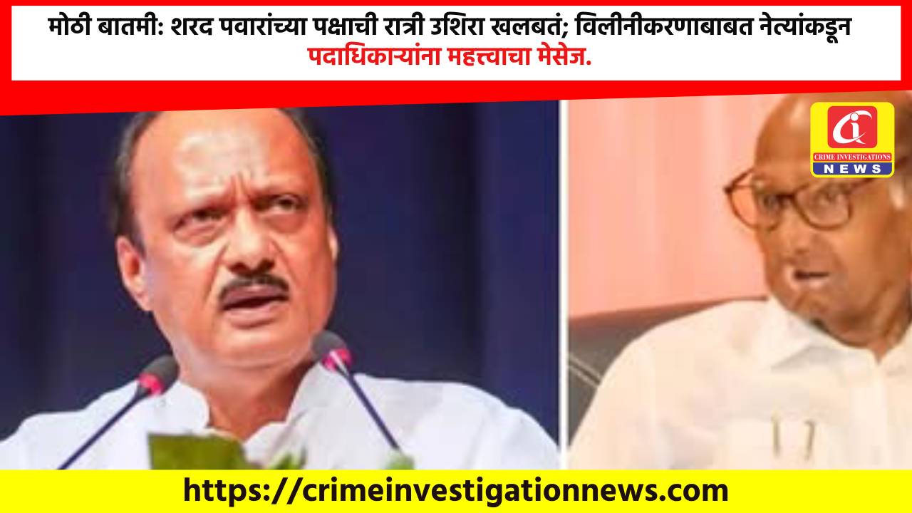 मोठी बातमी: शरद पवारांच्या पक्षाची रात्री उशिरा खलबतं; विलीनीकरणाबाबत नेत्यांकडून पदाधिकाऱ्यांना महत्त्वाचा मेसेज.