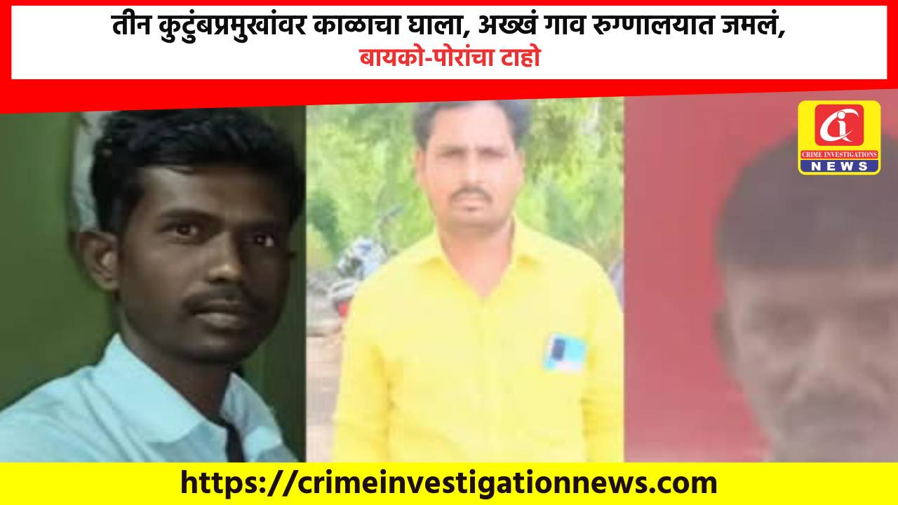 तीन कुटुंबप्रमुखांवर काळाचा घाला, अख्खं गाव रुग्णालयात जमलं, बायको-पोरांचा टाहो.