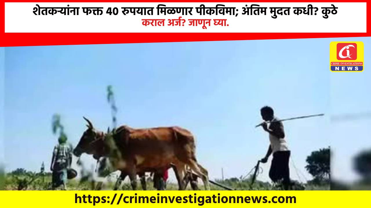 शेतकऱ्यांना फक्त 40 रुपयात मिळणार पीकविमा; अंतिम मुदत कधी? कुठे कराल अर्ज? जाणून घ्या.